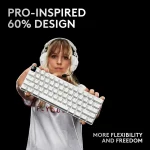 Logitech G Pro X 60 White Безжична геймърска механична клавиатура с GX Brown Tactile суичове