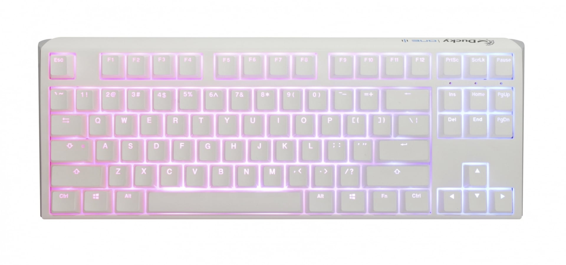 Ducky One 3 TKL Pure White Hot-Swappable RGB Геймърска механична клавиатура с Cherry MX Blue суичове