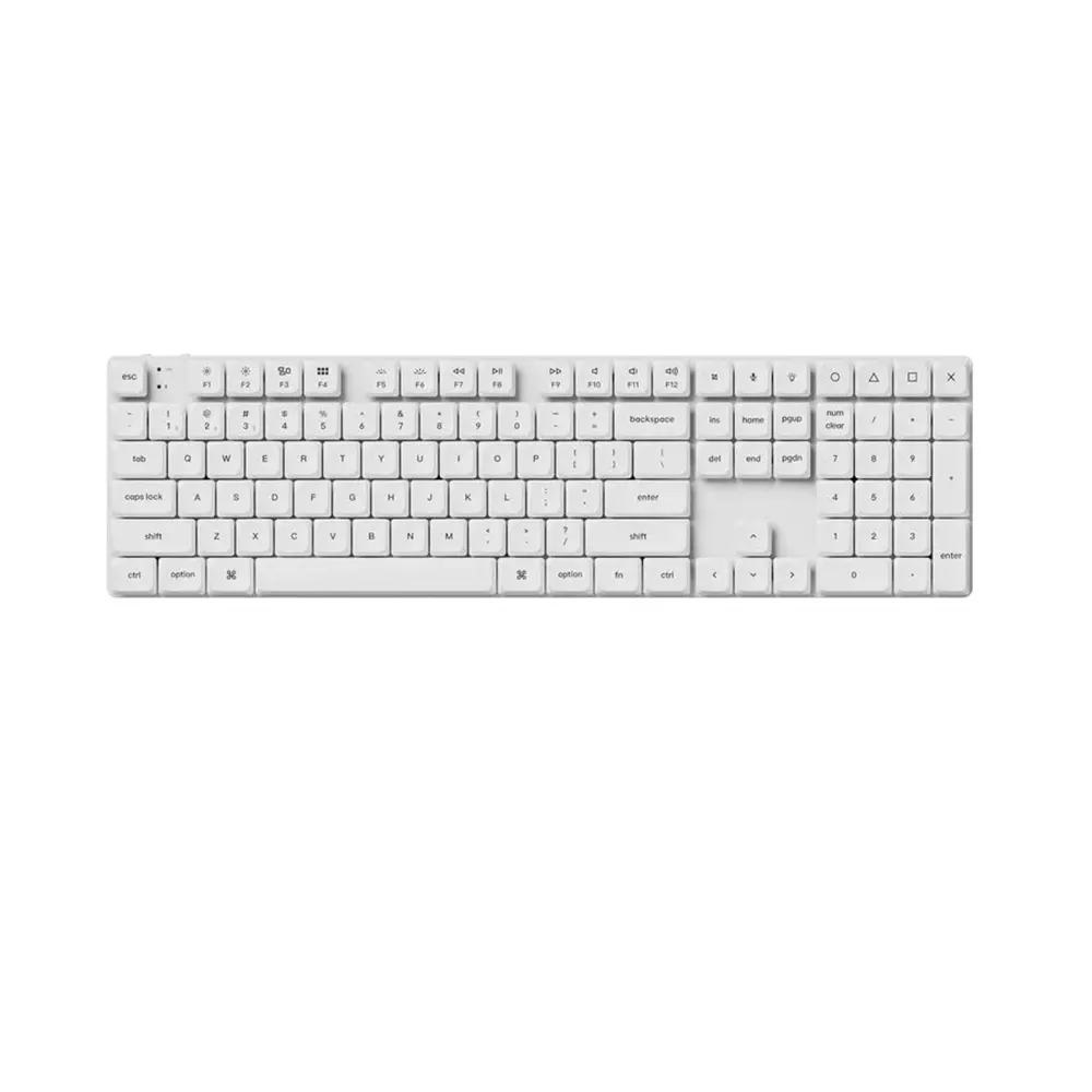 Keychron K5 Pro White Full-Size Hot-Swappable RGB QMK Безжична нископрофилна геймърска механична клавиатура с Gateron Low Profile Brown суичове