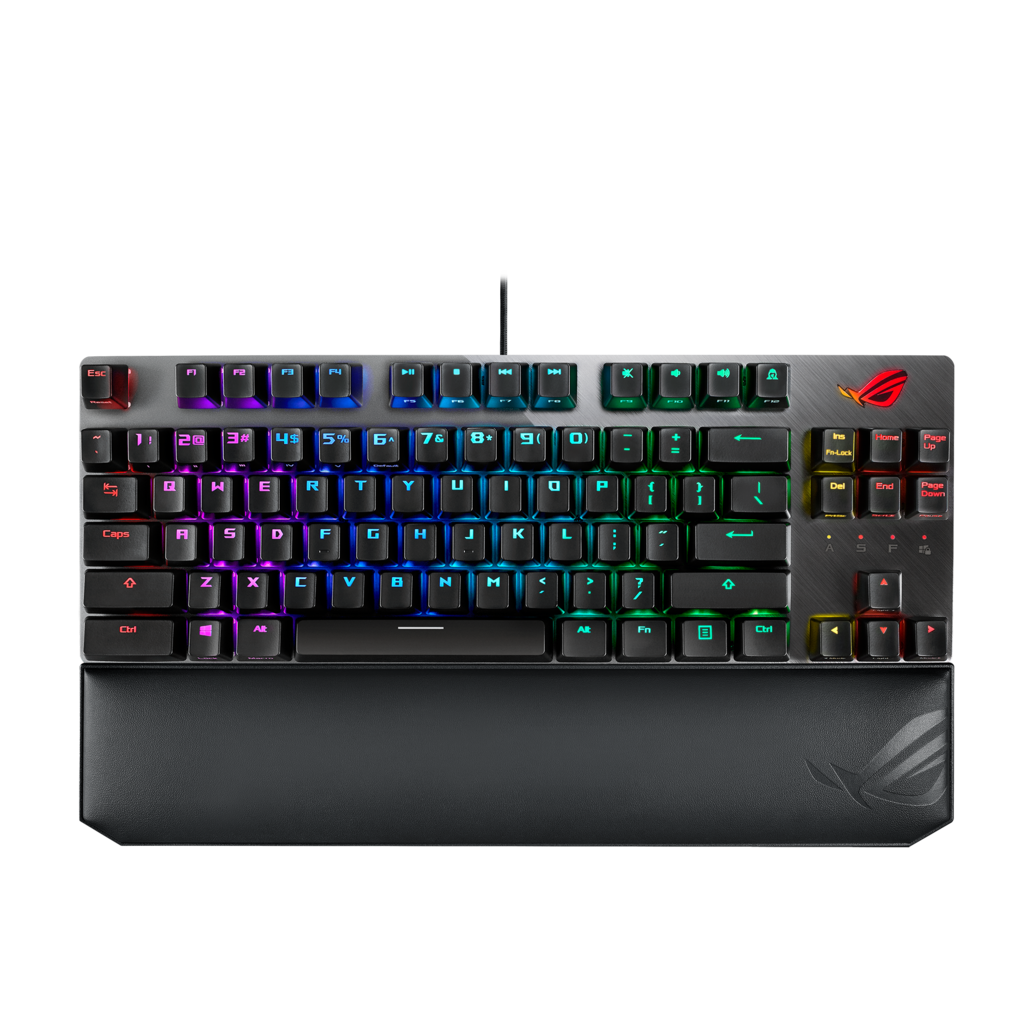 ASUS ROG Strix Scope TKL Deluxe RGB Геймърска механична клавиатура с Cherry MX Red суичове