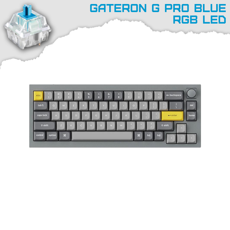 Keychron Q2 Silver Grey QMK Knob 65% RGB Gateron G Pro Blue суичове