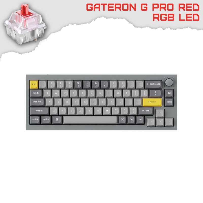 Keychron Q2 Silver Grey QMK Knob 65% RGB Gateron G Pro Red суичове