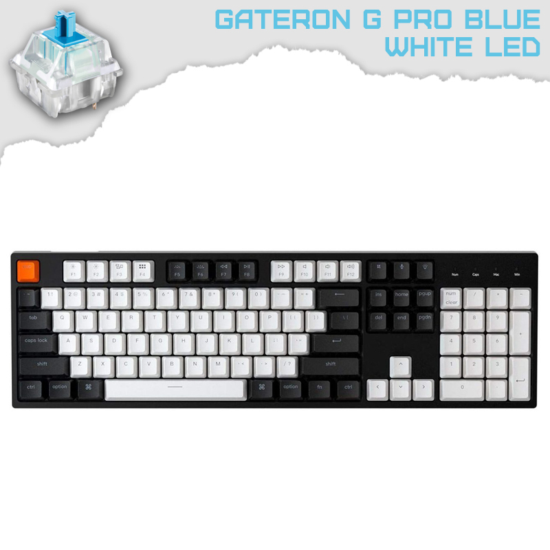 Keychron C2 Hot-Swappable Full-Size White LED Gateron G Pro Blue суичове