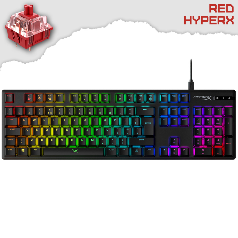 Kingston HyperX Alloy Origins Геймърска механична клавиатура с HyperX Red суичове