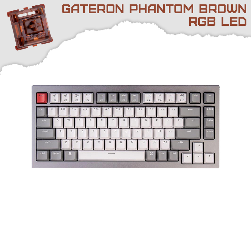 Keychron Q1 Silver Grey QMK TKL 75% RGB Gateron Phantom Brown суичове