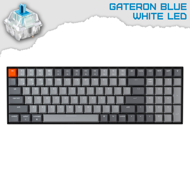 Keychron K4 Hot-Swappable Full-Size 96% White LED Геймърска механична клавиатура с Gateron Blue