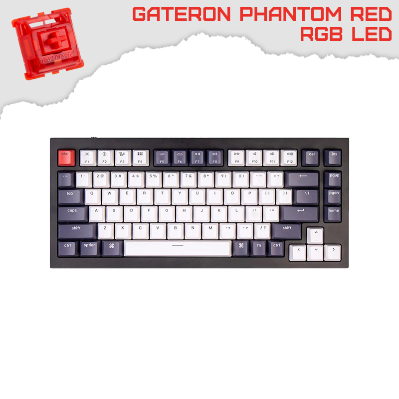 Keychron Q1 Carbon Black QMK TKL 75% RGB Gateron Phantom Red суичове