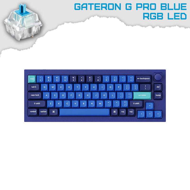 Keychron Q2 Navy Blue QMK Knob 65% RGB Gateron G Pro Blue суичове