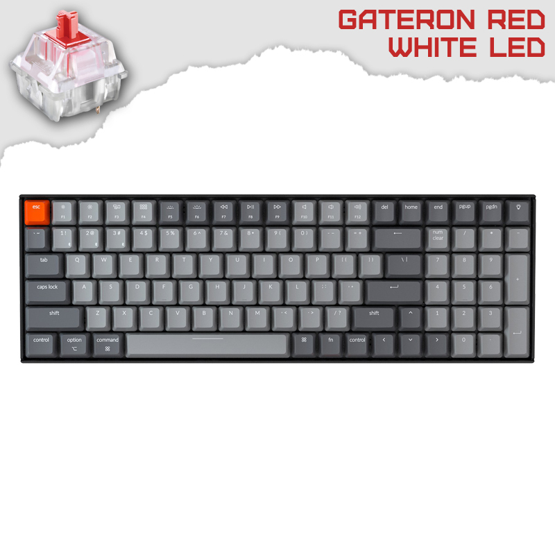 Keychron K4 Hot-Swappable Full-Size 96% White LED Геймърска механична клавиатура с Gateron Red