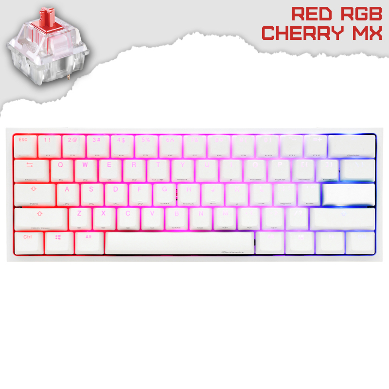 Ducky One 2 Mini Pure White RGB Геймърска механична клавиатура с Cherry MX Red суичове