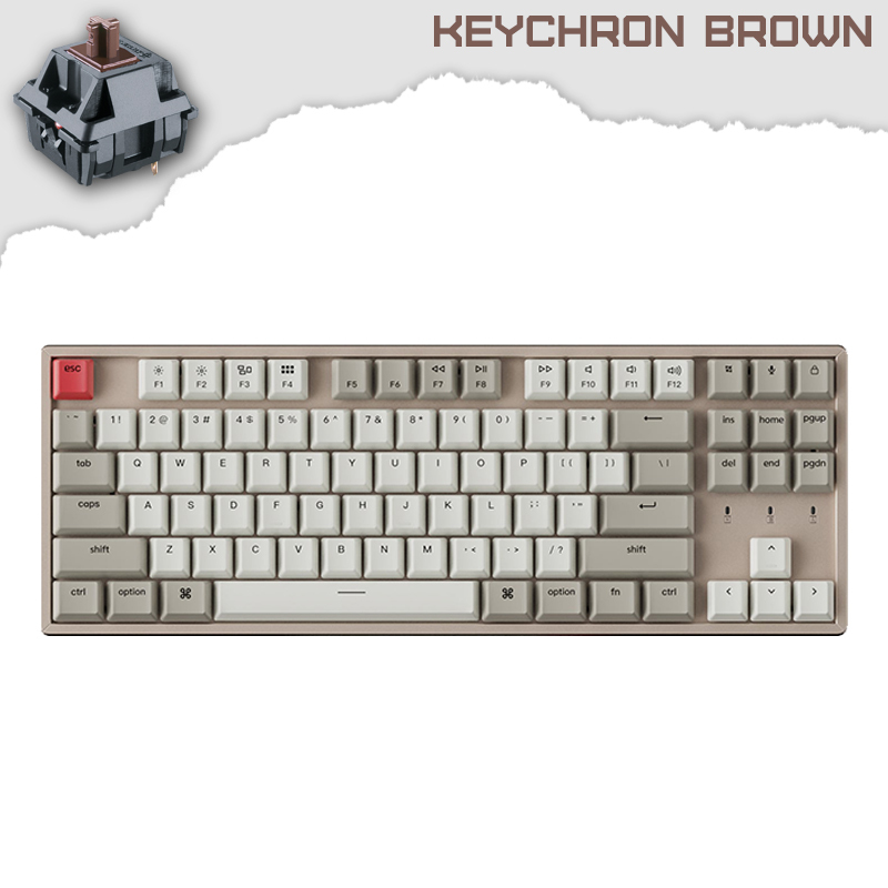 Keychron K8 Aluminum Hot-Swappable TKL Геймърска механична клавиатура с Keychron Brown суичове