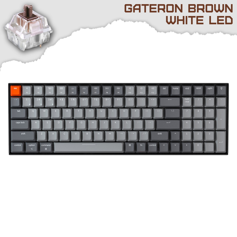 Keychron K4 Hot-Swappable Full-Size 96% White LED Геймърска механична клавиатура с Gateron Brown