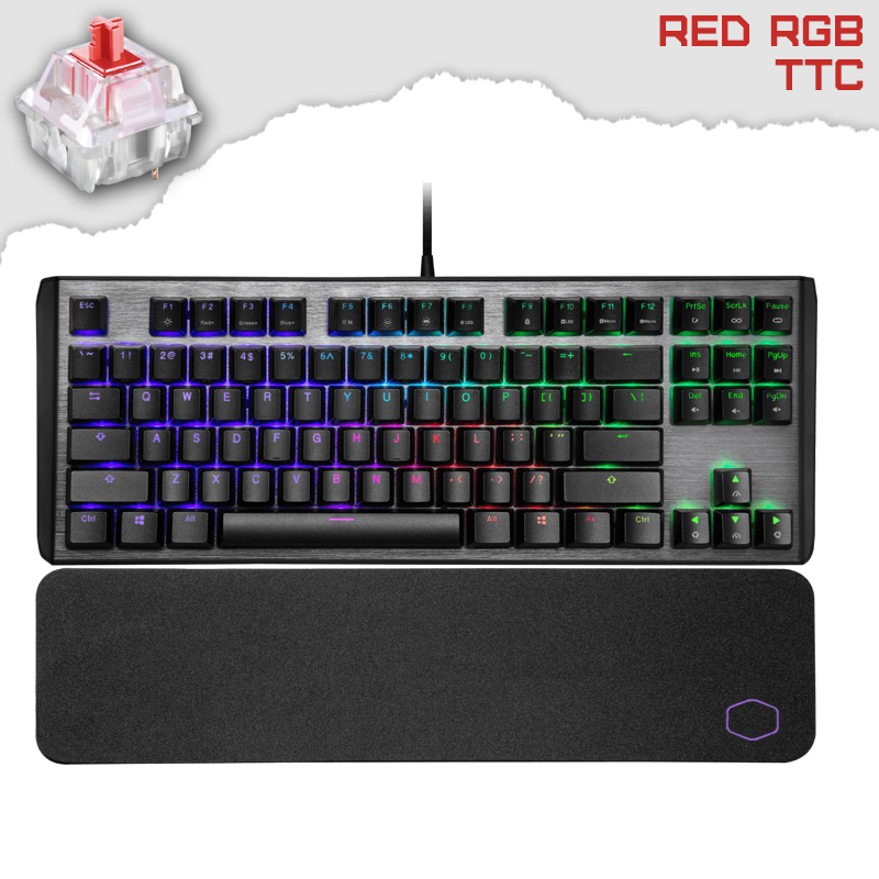 Cooler Master CK530 V2 TKL RGB Геймърска механична клавиатура с TTC Red суичове