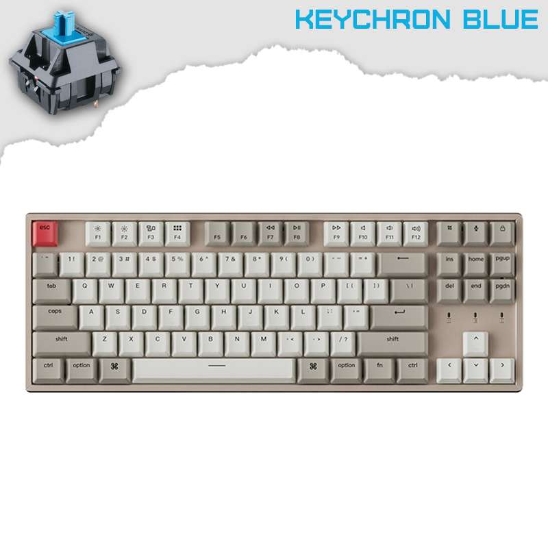 Keychron K8 Aluminum TKL Геймърска механична клавиатура с Keychron Blue суичове