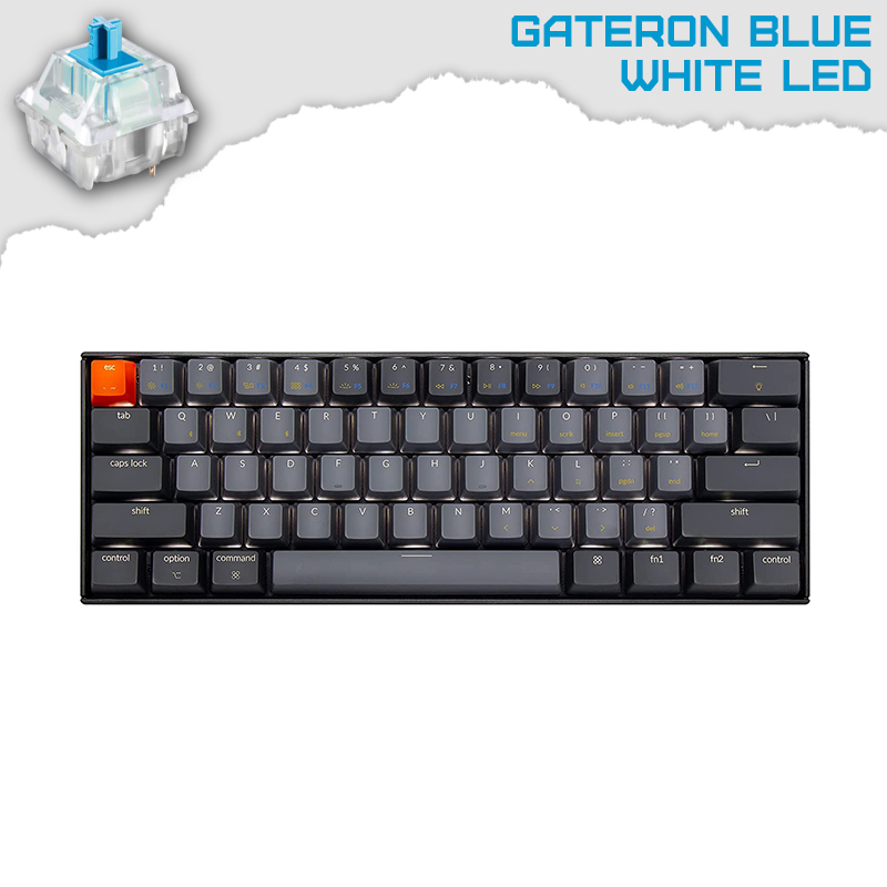 Keychron K12 Hot-Swappable 60% White LED Геймърска механична клавиатура с Gateron Blue суичове