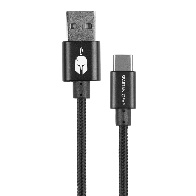 Spartan Gear Double Sided USB Black Кабел за зареждане и връзка USB-A / USB-C
